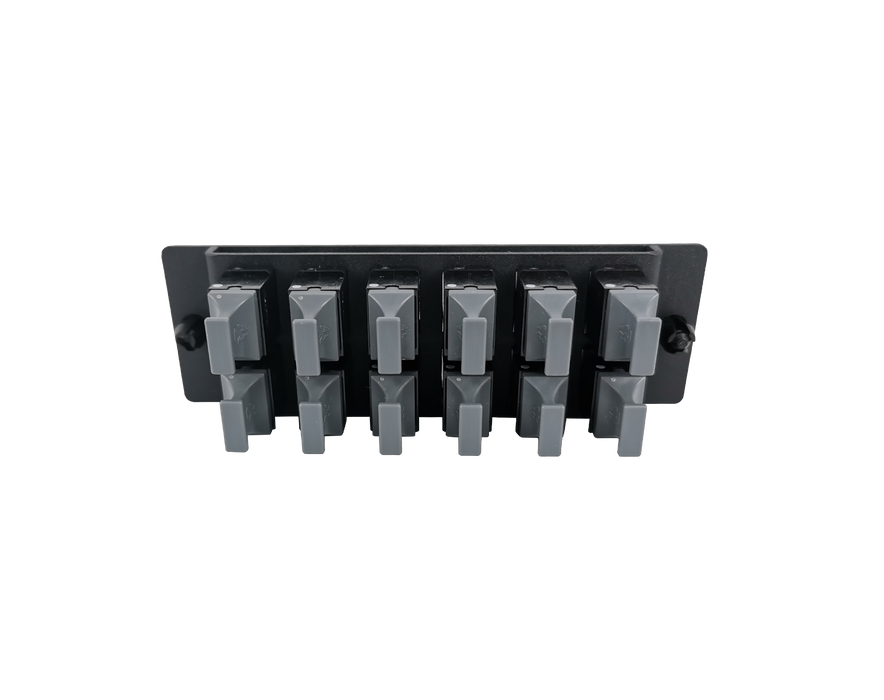 FHD Fiber Adapter Panel, OS2/OM3/OM4, 12x MTP? Key Up to Key Down (Black) Adapter, Ceramic Sleeve