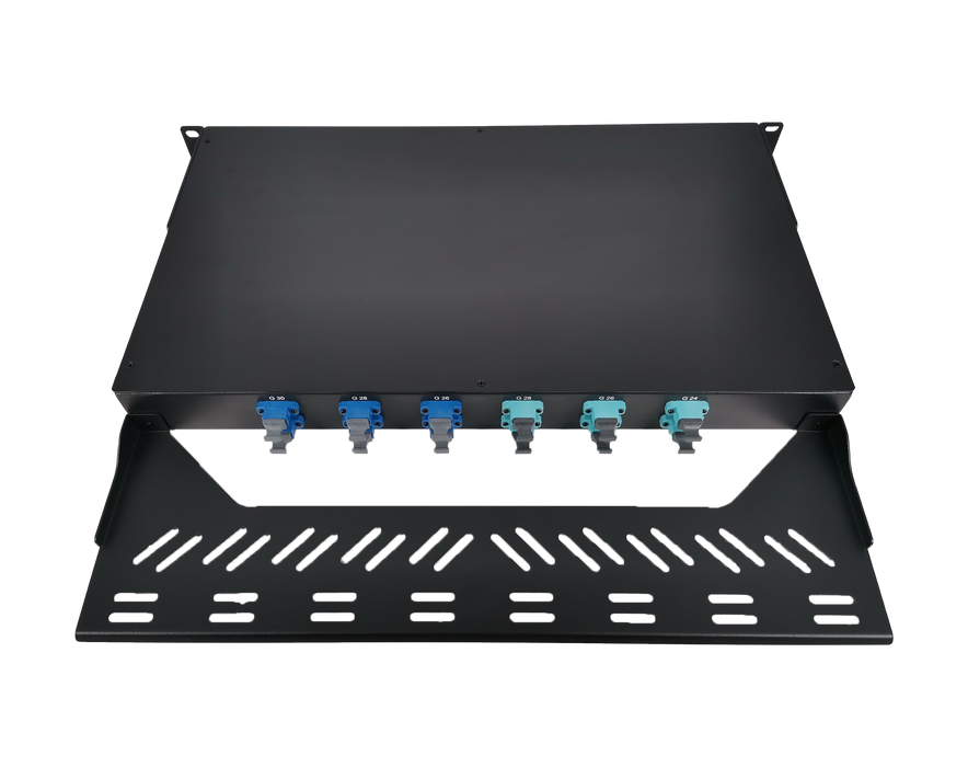 12x MTP®-8, 96 Fibers LC OS2 Single Mode, Universal Polarity, HD1U 1U Breakout Cassette, 40G/100G to 10G/25G