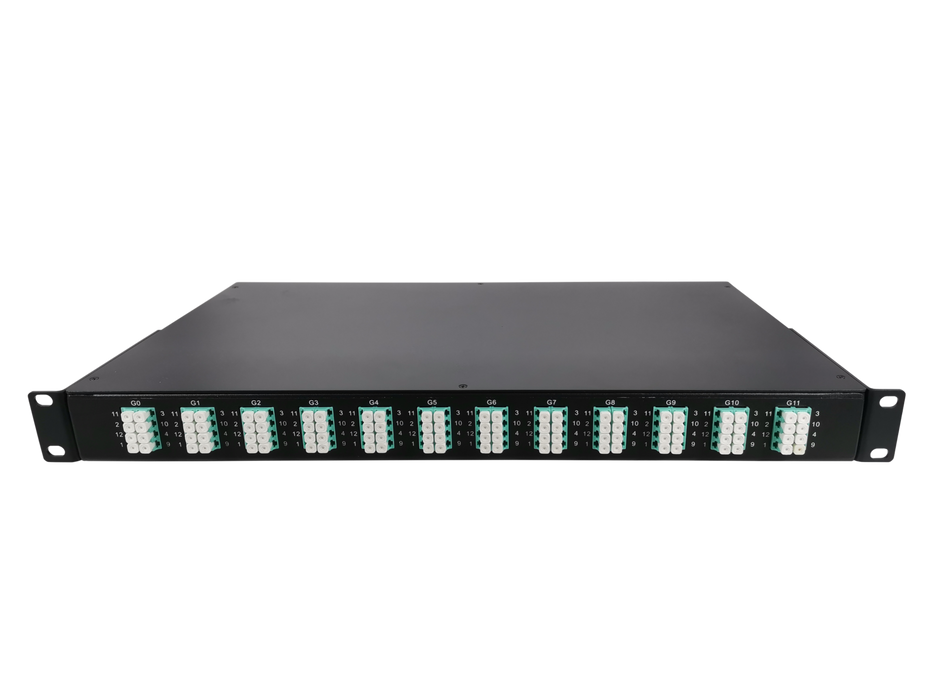 12x MTP-8, 96 Fibers LC OM4 Multimode, Universal Polarity, HD1U Breakout Cassette, 40G/100G to 10G/25G