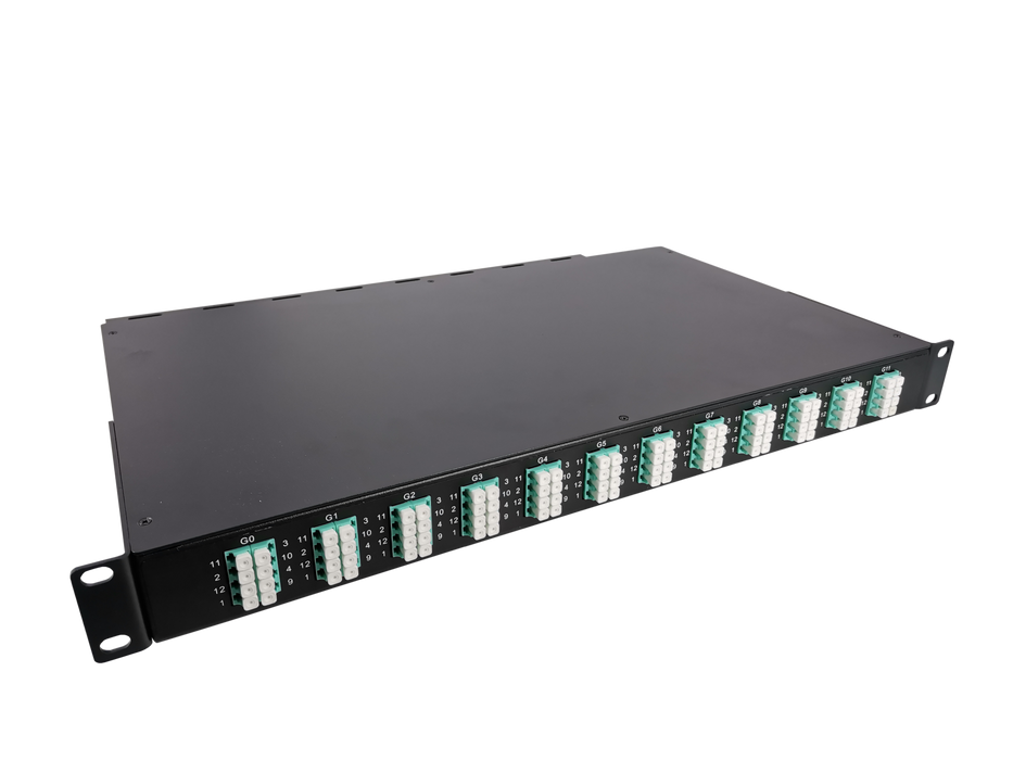 12x MTP-8, 96 Fibers LC OM4 Multimode, Universal Polarity, HD1U Breakout Cassette, 40G/100G to 10G/25G