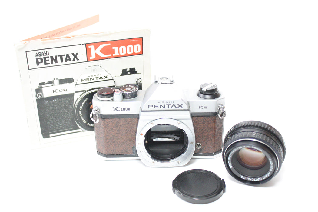 Pentax K1000 SE Brown 35mm SLR Camera Body with 50mm f/2 SMC Pentax-M Lens