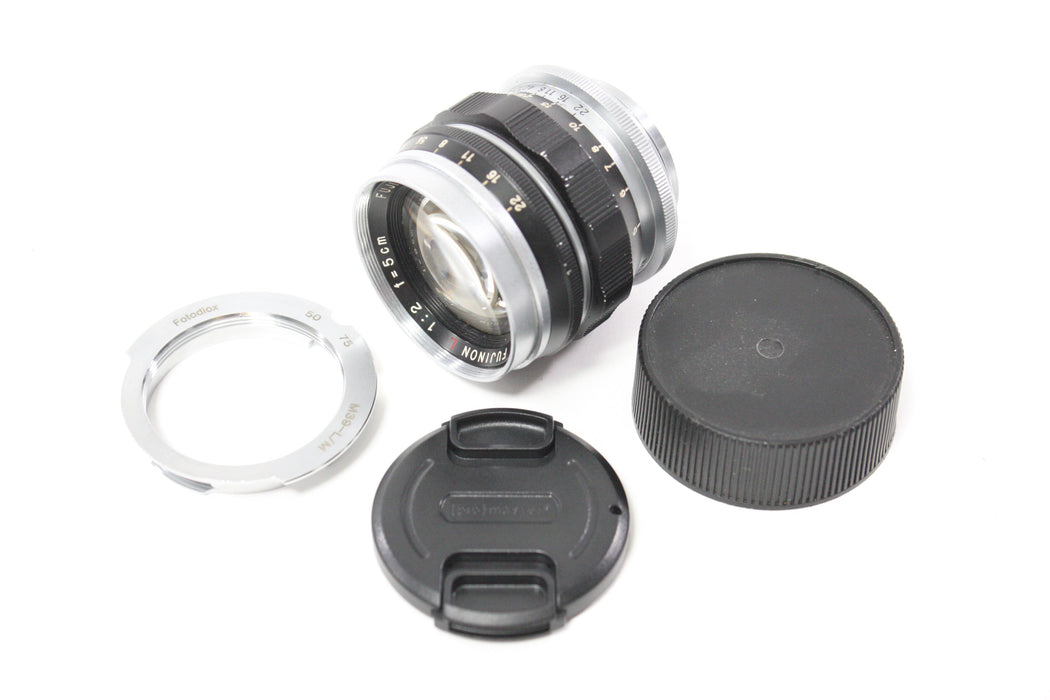 Fuji 5cm f/2 Fujinon L Lens with Fotodiox 50-70 M39-L/M Adapter