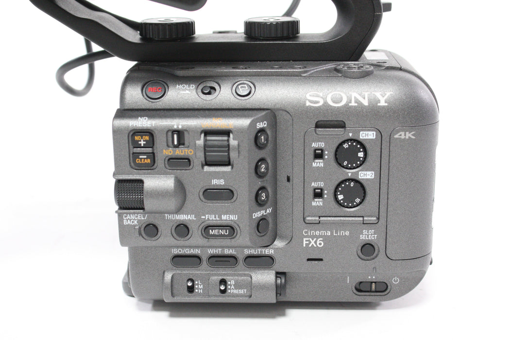 Sony FX6 Cinema Camera with Grip, Monitor and ECM-VG1 Mic with 34 Hours