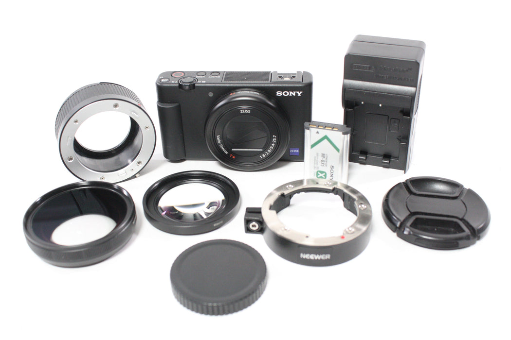 Sony ZV-1 Digital Point and Shoot Camera 2.7x Zoom 20.1mp with Neewer UX-Tube and Conversion Lens