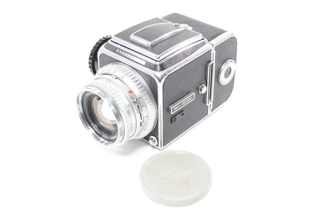 Hasselblad 500C Camera with Planar 80mm f/2.8 Lens, 120 A12 Film Back, Waist Level Viewfinder and BrightScreen Proscreen 20/20 Focus Screen
