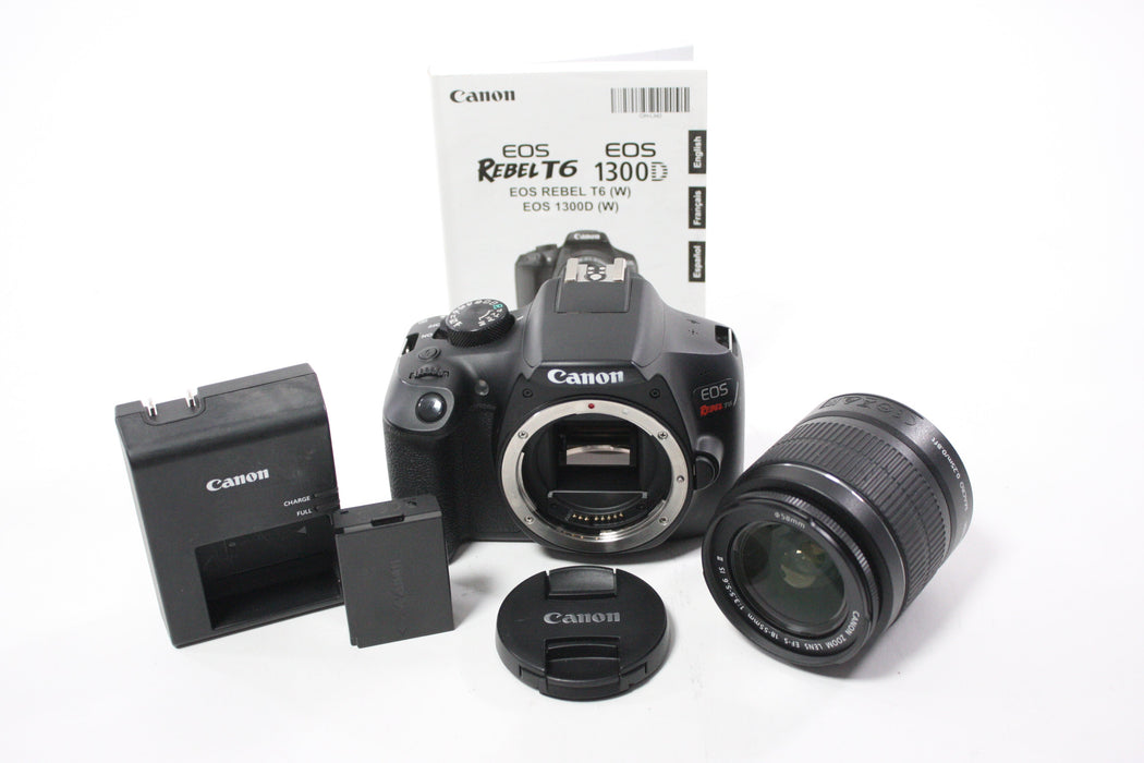 Canon EOS Rebel T6 DSLR Camera with 18-55mm f/3.5-5.6 IS II EF-S Lens With Shutter Count  2,368