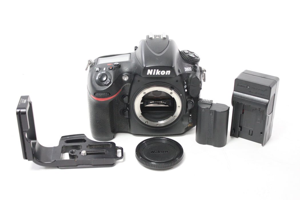 Nikon D800 DSLR Camera Body with Shutter Count 68,796 with Kirk Photo BL-D800 L Bracket