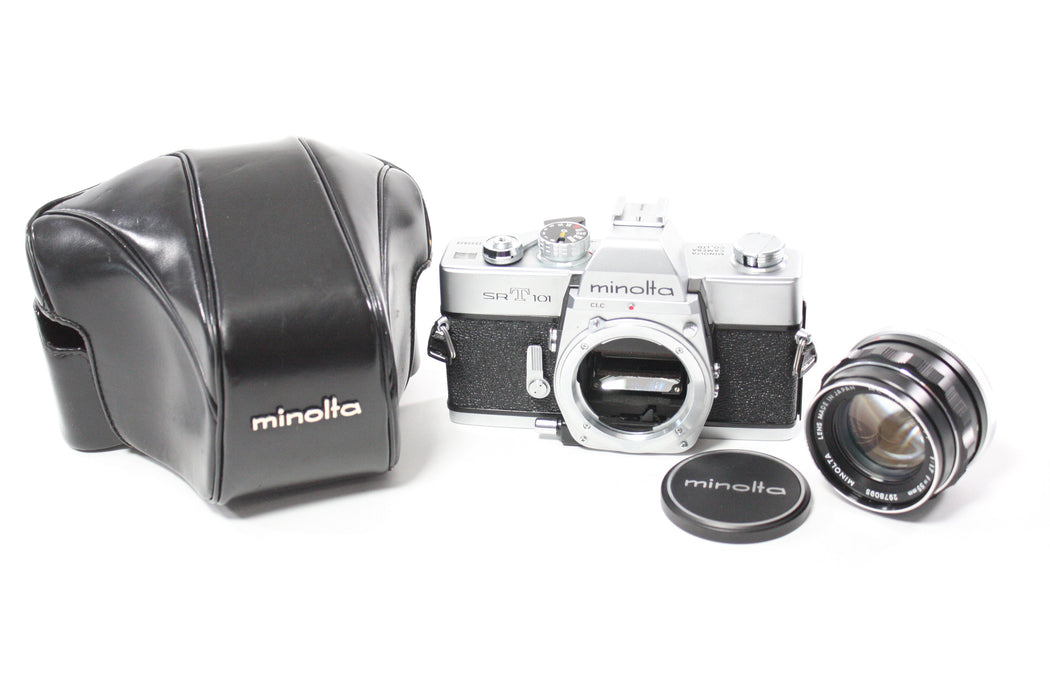 Minolta SRT 101 35mm SLR Camera with Minolta 55mm f/1.7 Rokkor-PF MC Lens for MD Mount