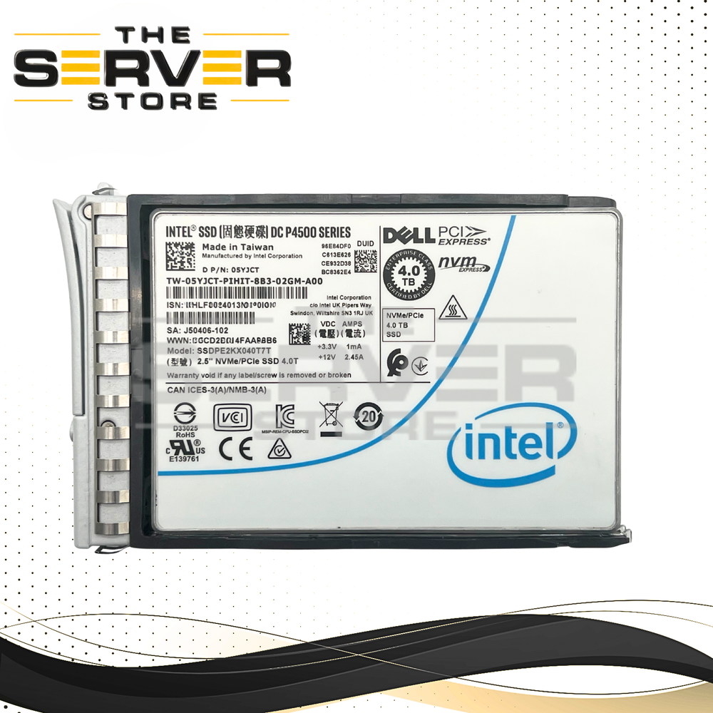 Intel 4TB NVMe U.2 PCIe Gen 3.0 x4 RI SFF 2.5" SSD DC P4500 Series SSDPE2KX040T7T for Cisco UCS Series with Tray