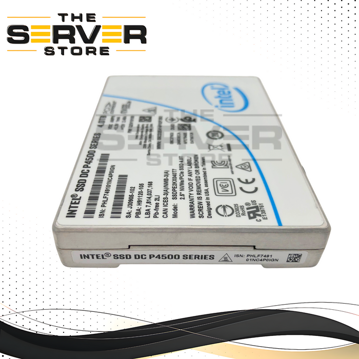 Intel 4TB NVMe U.2 PCIe Gen 3.0 x4 RI SFF SSD DC P4500 Series SSDPE2KX040T7