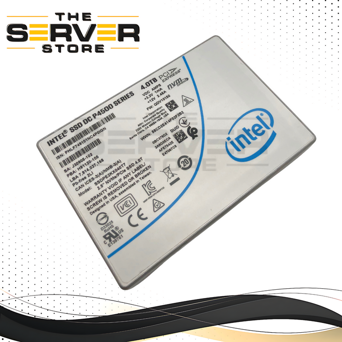 Intel 4TB NVMe U.2 PCIe Gen 3.0 x4 RI SFF SSD DC P4500 Series SSDPE2KX040T7