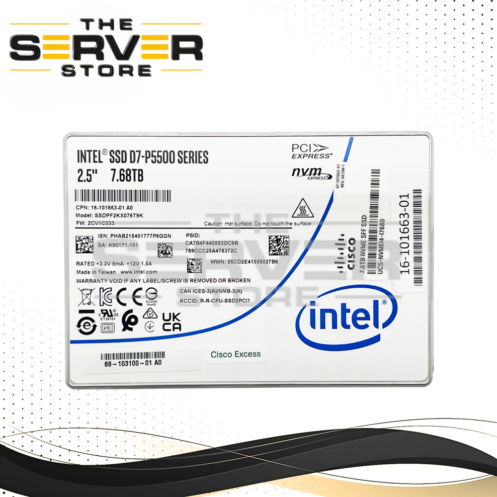 Intel 7.68TB NVMe U.2 PCIe G4 x4 ME SFF 2.5" SSD D7-P5500 Series SSDPF2KX076T9K