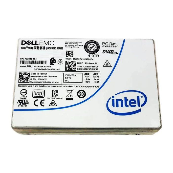 Intel DC P4510 SSDPE2KX010T8T SSD 1 TB PCIe 3.1 x4 (NVMe) DELL OEM | USED