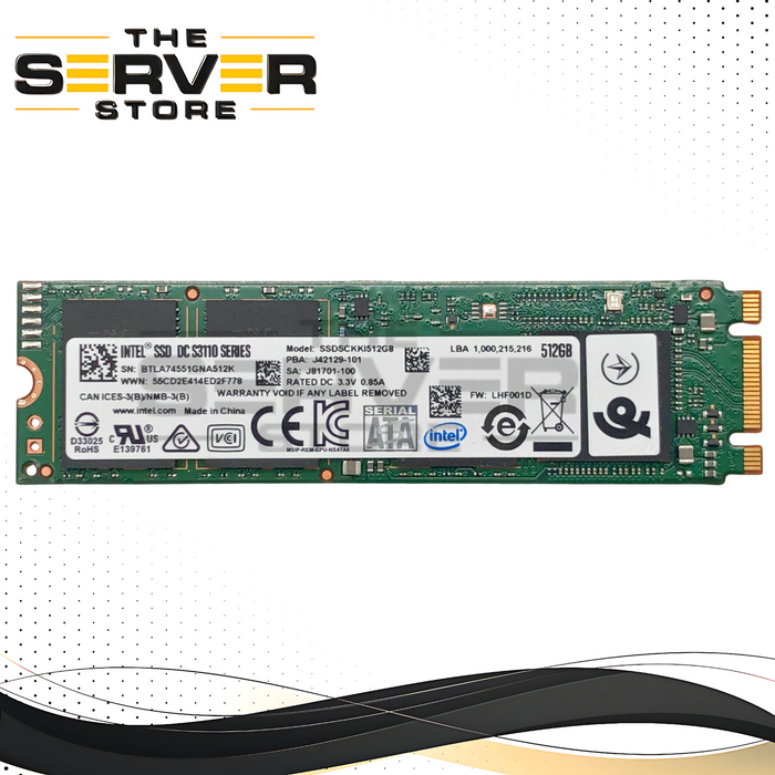 Intel DC S3110 Series 512GB SATA 6Gb/s M.2 2280 Enterprise Solid State Drive (SSD). P/N: SSDSCKKI512GB.