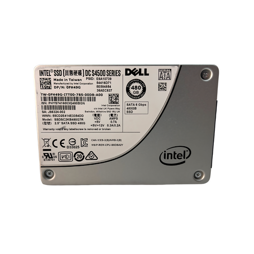 Intel DC S4500 Series 480GB 6Gbps SATA 2.5" SSD (FH49G)