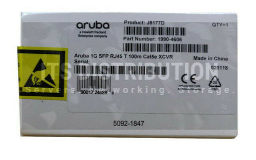 J8177D I Genuine Open Box HPE Aruba 1G SFP RJ45 T 100m Cat5e Transceiver