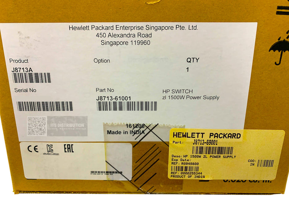 J8713A I Brand New Sealed HPE ProCurve Switch zl 1500W Power Supply J8713-69001