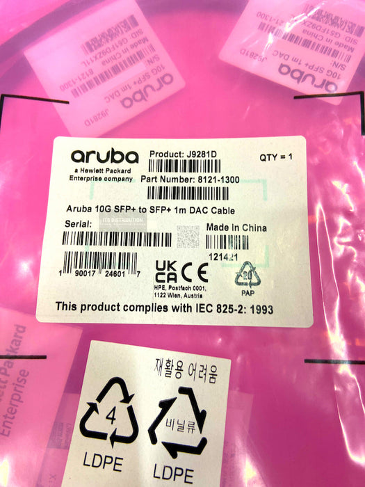 J9281D I Brand New Genuine HPE Aruba 10G SFP+ to SFP+ 1m DAC Cable 8121-1300