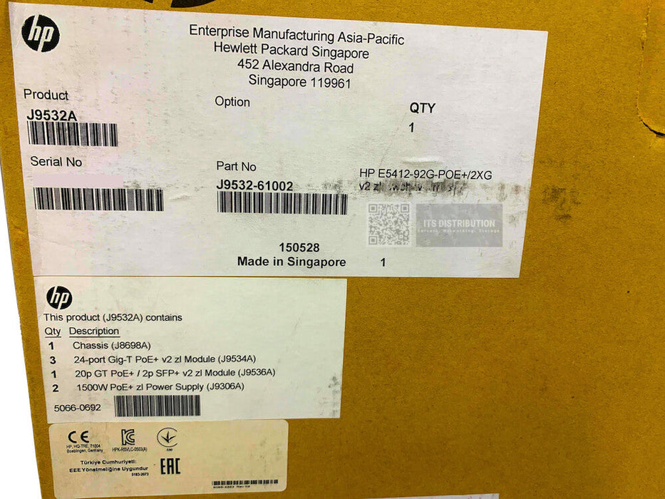 J9532A I HP E5412-92G-PoE+/2XG-SFP+ v2 zl Switch Chassis BRAND NEW