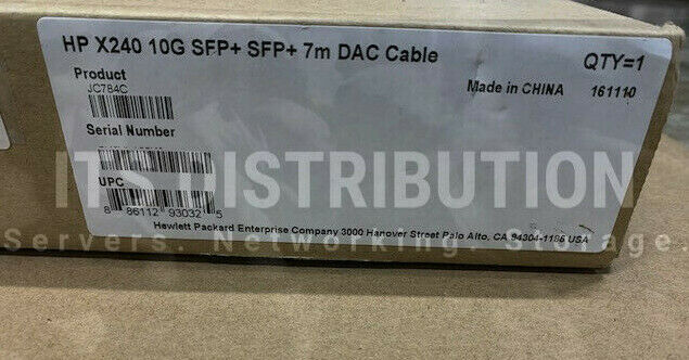 JC784C I Genuine New Sealed HPE X240 10G SFP+ SFP+ 7m Direct Attach Copper Cable
