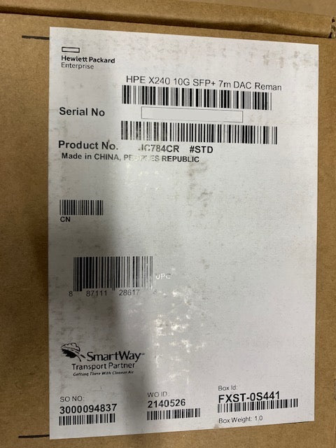 JC784C I Genuine Renew HPE X240 10G SFP+ SFP+ 7m Direct Attach Copper Cable
