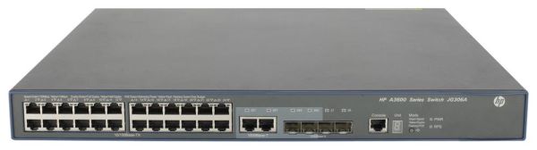 JG306A - HP 3600-24-PoE+ V2 SI Switch Layer4 Managed 24 X 10/100 + 4 X Gigabit SFP + 2 X Shared 10/100/1000 Rack Mountable