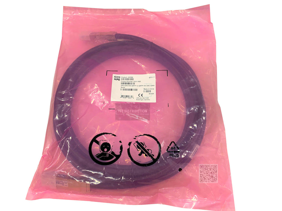 JH236A I Genuine New Sealed HPE X242 40G QSFP+ to QSFP+ 5m DAC Cable  8121-1620