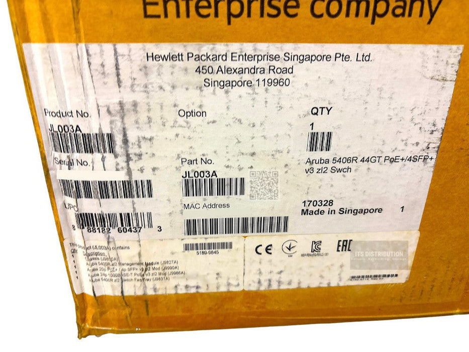 JL003A I HPE Aruba 5406R 44GT PoE+/4SFP+ v3 zl2 J9829A J9995A J9993A JL002A LOT