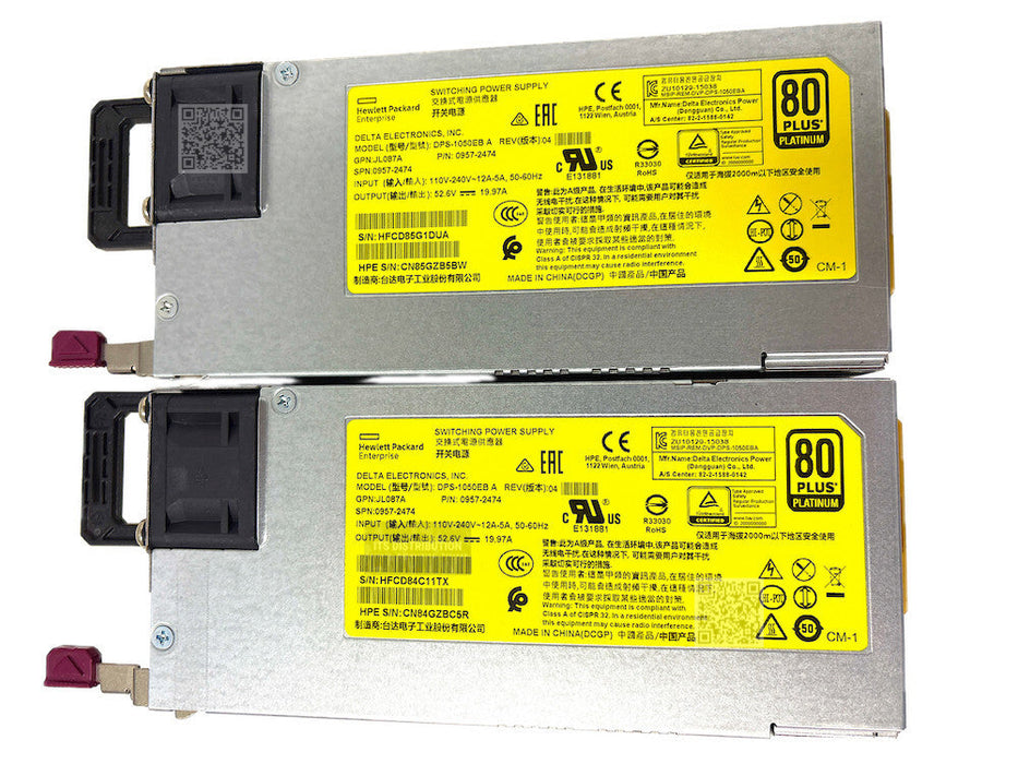 JL087A I LOT OF 2 HPE Aruba X372 54VDC 1050W 110-240VAC PSU 0957-2474 DPS-1050EB