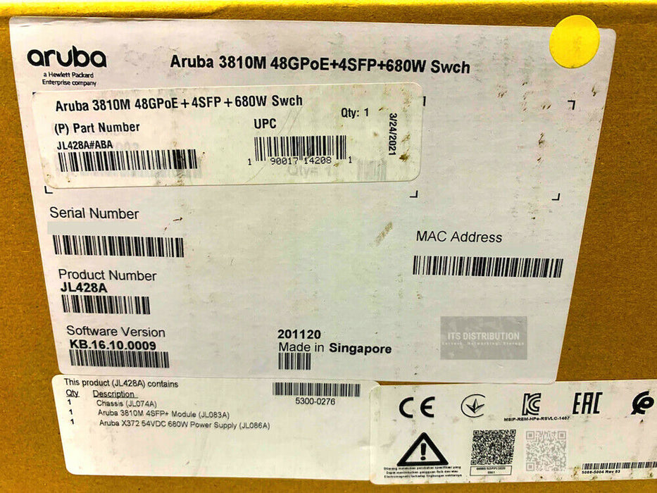 JL428A I New Sealed HPE Aruba 3810M 48G PoE+ 4SFP+ 680W Switch