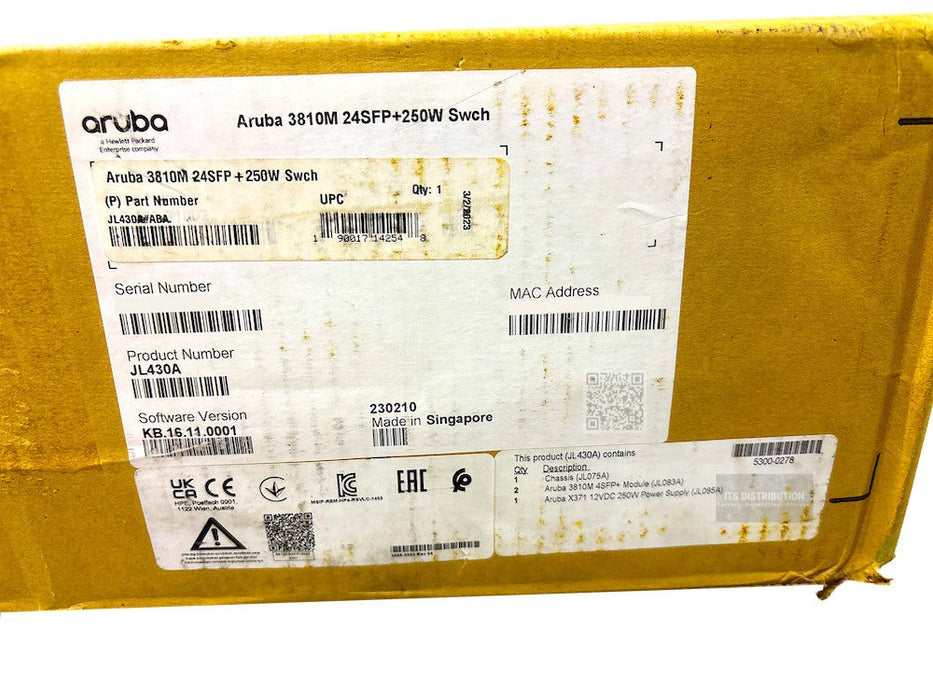 JL430A I HPE Aruba 3810M 24SFP+ 250W Switch JL075A JL083A JL085A BRAND NEW