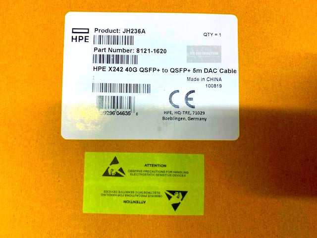 JH236A I Genuine New Sealed HPE X242 40G QSFP+ to QSFP+ 5m DAC Cable  8121-1620