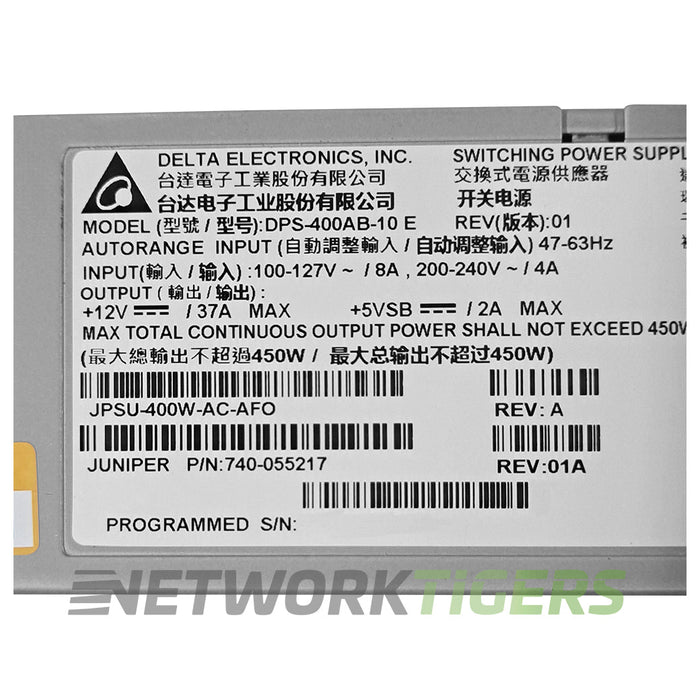 Juniper JPSU-400W-AC-AFO 400W AC F-B Air SRX1500 Series Gateway Power Supply
