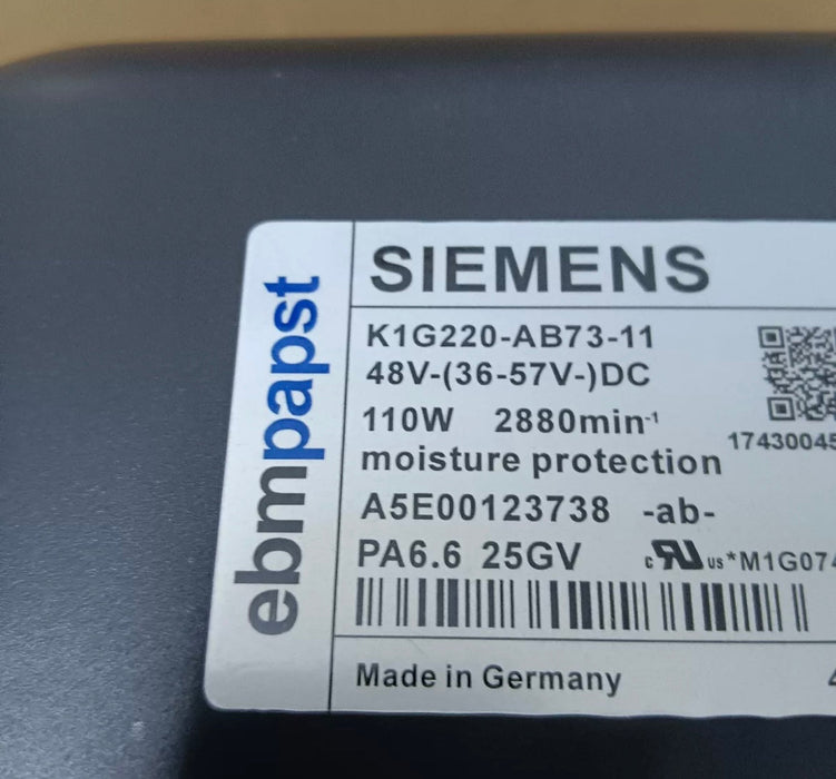 K1G220-AB73-11 A5E00123738 ebmPapst Inverter Cooling Fan For Siemens 48V 110W 6SL3162-0AM00-0AA0