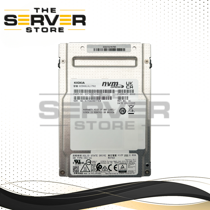 Kioxia 1.92TB NVMe U.3 PCIe Gen 4.0 x4 2.5" SSD CD6-R KCD6XLUL1T92 SDFSU85GDB02T