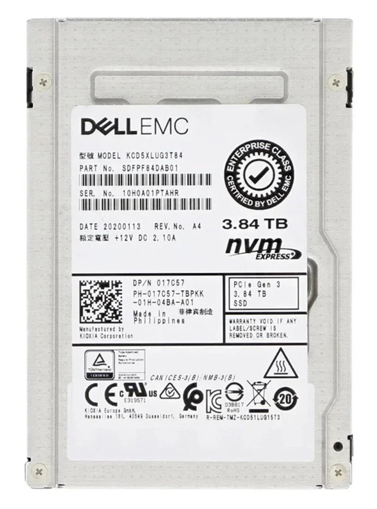 Kioxia CD5 KCD5XLUG3T84 Read Intensive SSD 3.84 TB PCIe 3.0 x4 (NVMe) DELL OEM Brand New | USED
