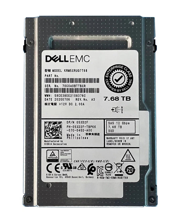 Kioxia KRM5XRUG7T68 Read Intensive SSD 7.68 TB SAS 12Gb/s DELL OEM | USED