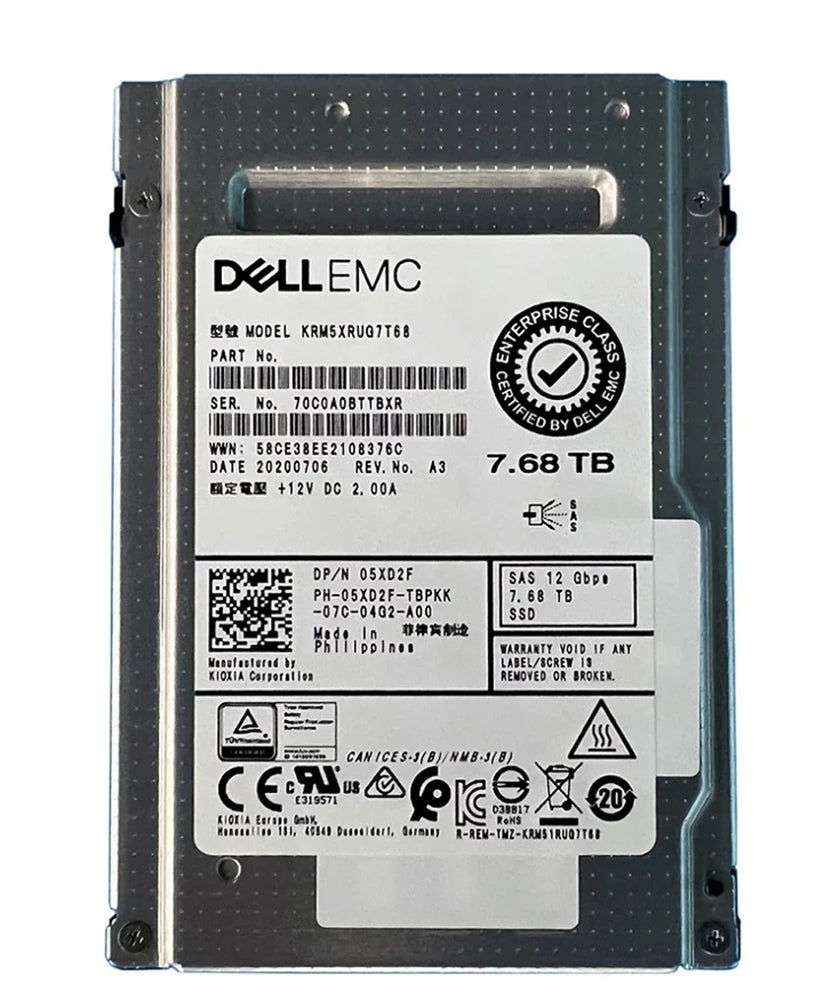 Kioxia KRM5XRUG7T68 Read Intensive SSD 7.68 TB SAS 12Gb/s DELL OEM | USED