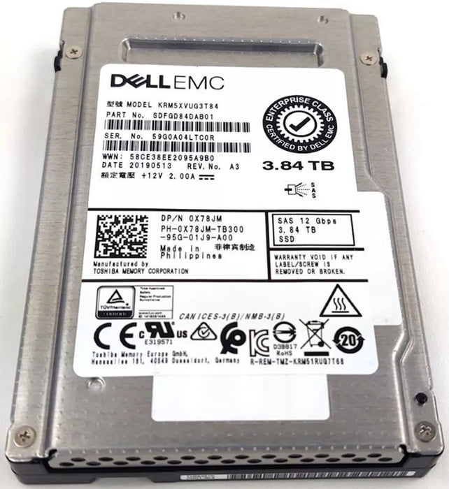 Kioxia RM5 KRM5XVUG3T84 Mixed Use SSD 3.84 TB SAS 12Gb/s DELL OEM Brand New | USED