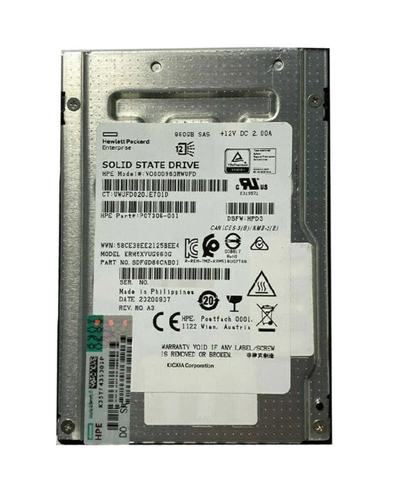 Kioxia SDFGD86DAB01 960GB SAS 12Gb/s 2.5inch Internal SSD Dell OEM | USED