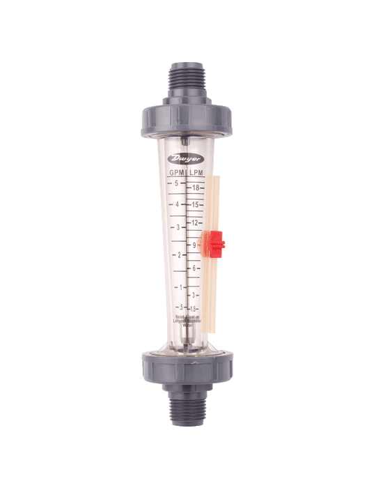 LFMF-17-I2 | Polycarbonate flowmeter | range 7-70 GPM (25-250 LPM) water | 2" male NPT | 316 SS float. | Dwyer