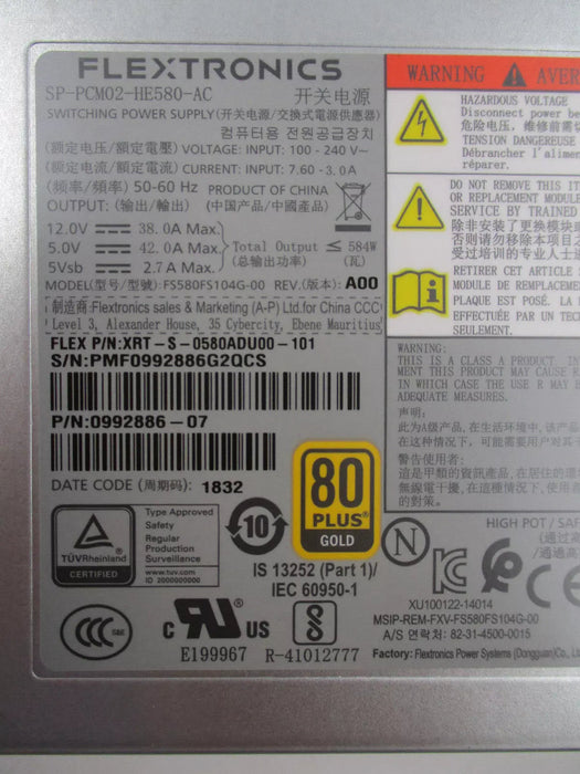 Lenovo SP-PCM02-HE580-AC 584W 80 Plus Gold FRU PN: 01DC150 Lenovo