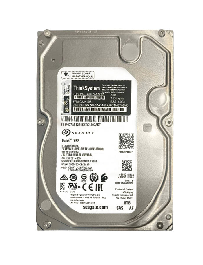 Lenovo ThinkSystem 8TB SAS 12Gb/s Hot Swap 7200RPM (512e) 3.5-inch Internal Hard Drive - 02JK285