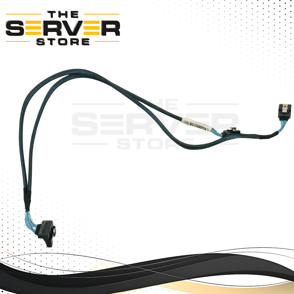 Lenovo ThinkSystem SR635 SlimSAS (SFF-8654-8i) to 2x SlimSAS (SFF-8654-4i) Cable. P/N: 02JK008.