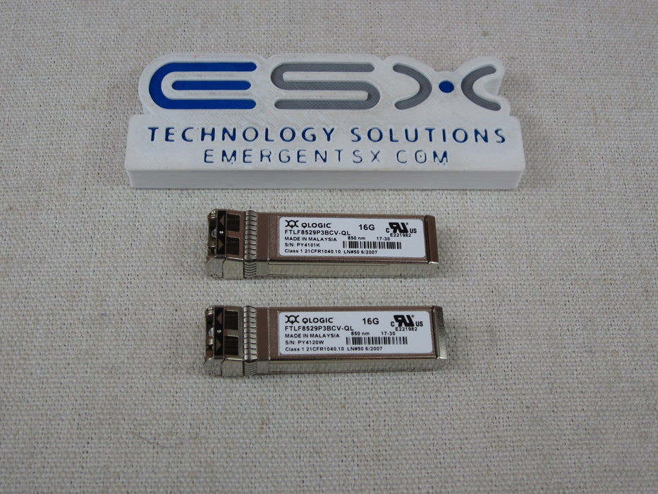 Lot of 2– Qlogic FTLF8529P3BCV-QL 16GB/S Short Wavelength SFP+ 850NM Transceiver
