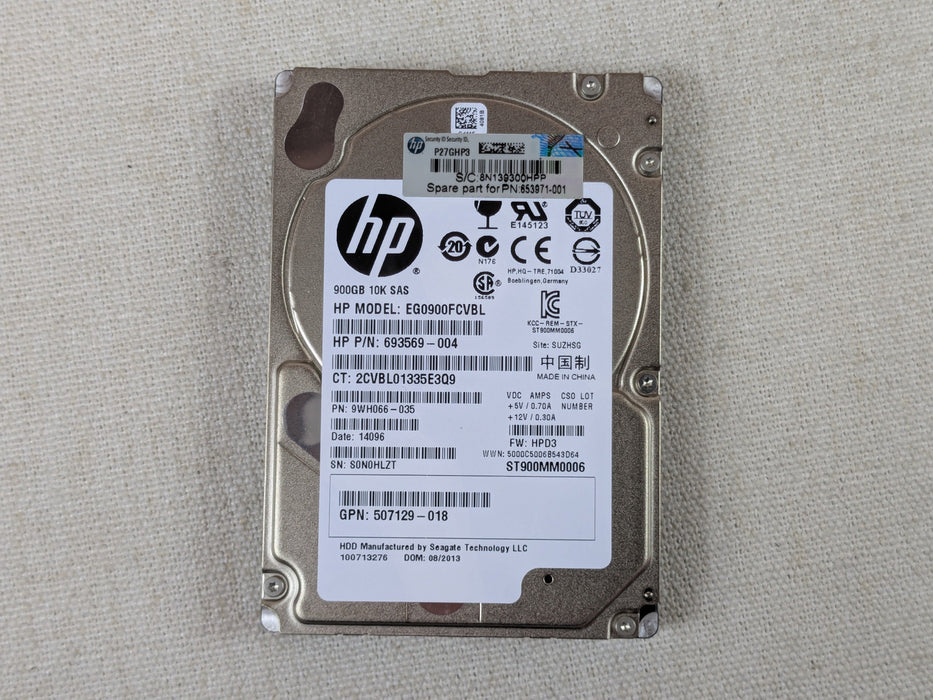 Lot of 3 HP 900GB 10k 2.5” SAS Hard Drives No Tray 641552-004 619286-004 653971