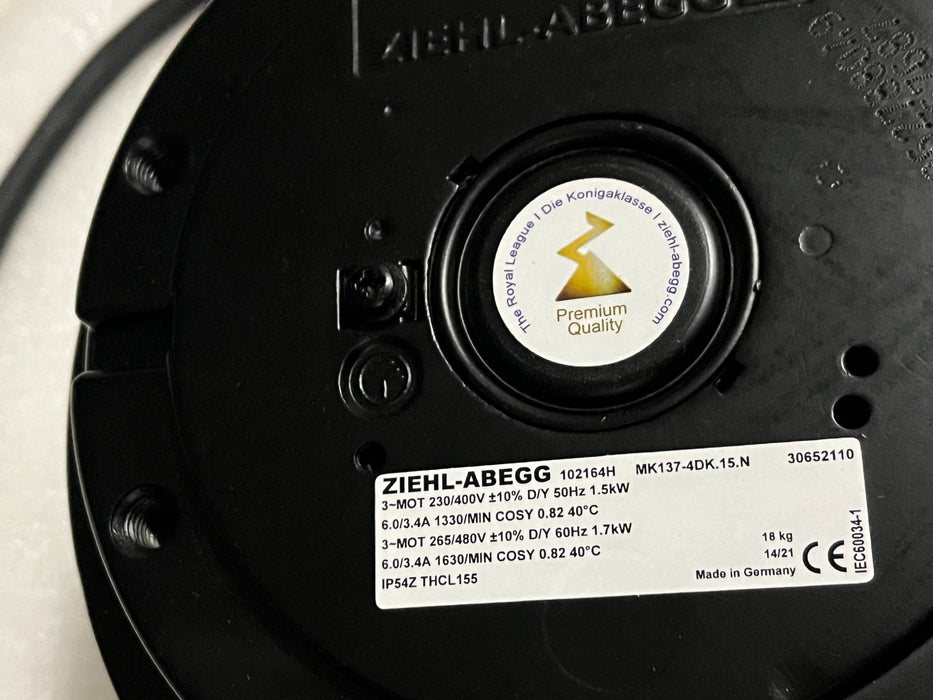 MK137-4DK.15.N ZIEHL-ABEGG Centrifugal Fan 1.5/1.7KW 3.4/6.0A 1330/1630rpm