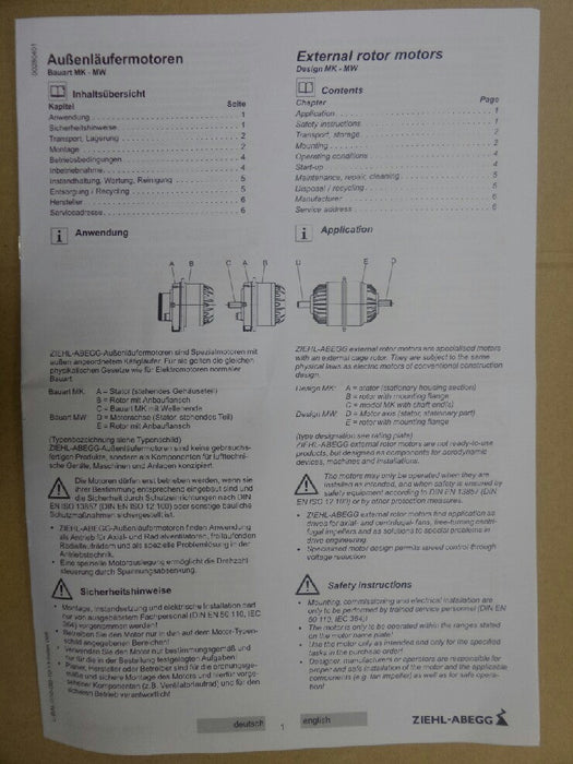 MK137-4DK.15.N ZIEHL-ABEGG Centrifugal Fan 1.5/1.7KW 3.4/6.0A 1330/1630rpm