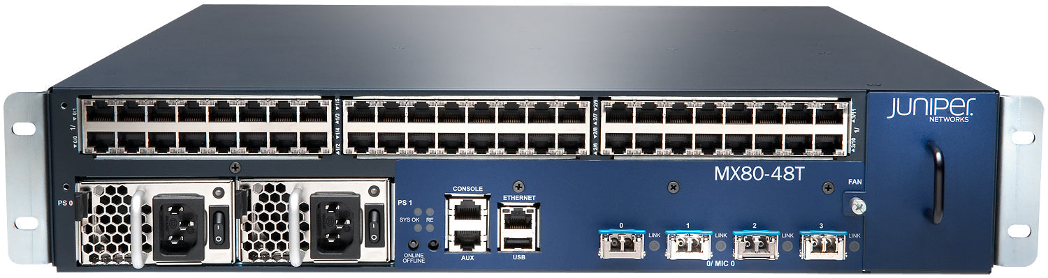 MX80-48T-AC Juniper MX80 48-port GigE Router Chassis, AC, Fixed