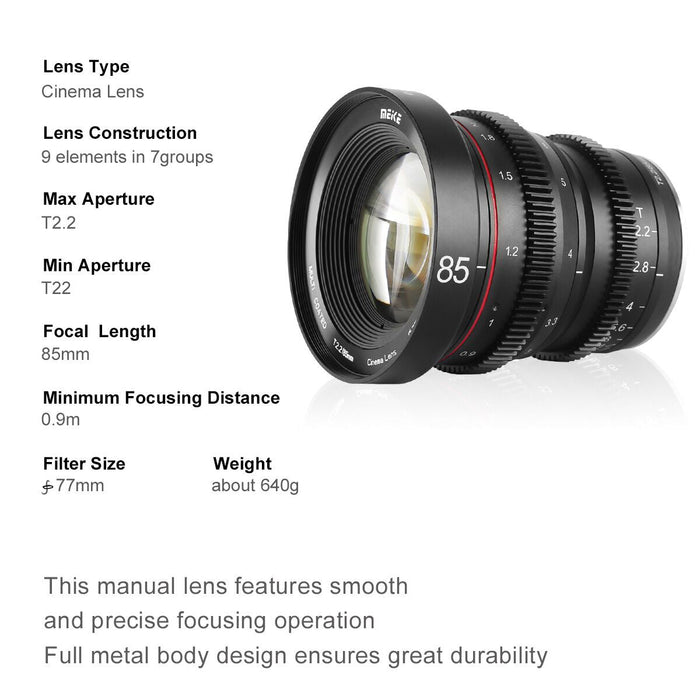 Meike Cinema Prime 85mm T2.2 Lens (Sony E Mount)
